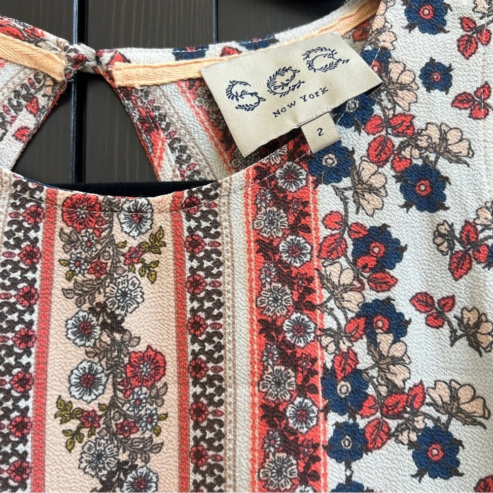 Sea New York Cream Floral Sleeveless Tank with Pink & Blue Print Size 2 - Picture 5 of 5
